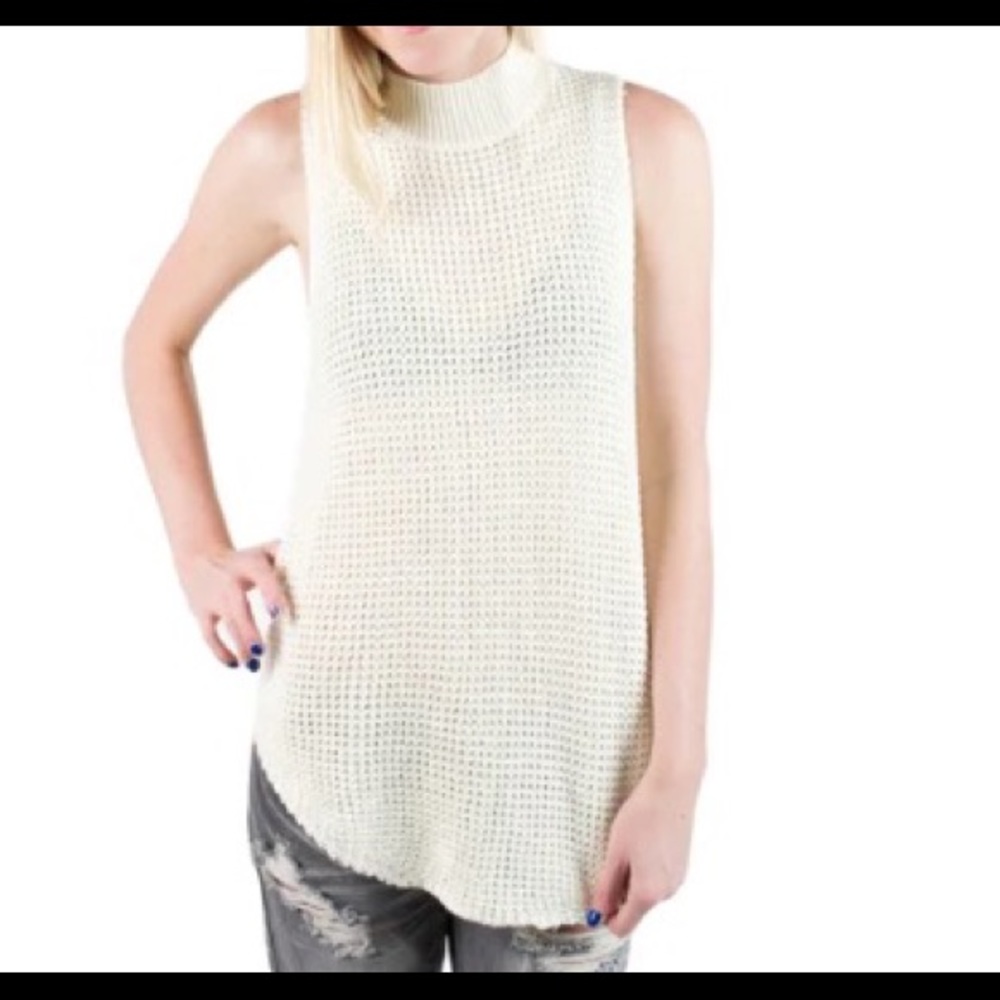 MINKPINK Ivory Mock Neck Sweater Top